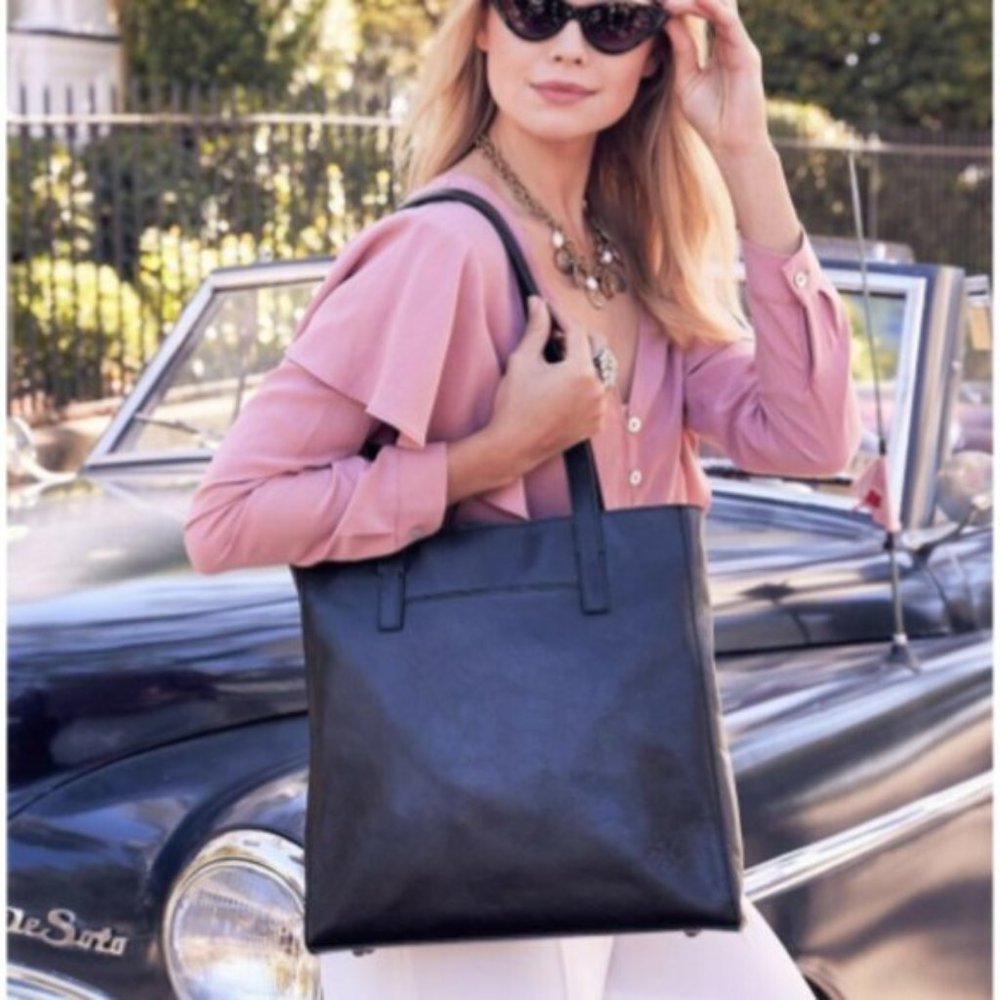 Patricia Nash Viana Tote Leather Brights Navy Blue